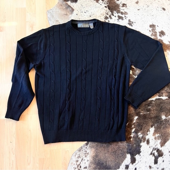 OSCAR DE LA RENTA Black Crewneck‎ Knit Sweater Size Extra Large - Picture 1 of 6